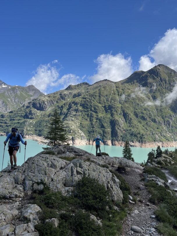 lake women hiking